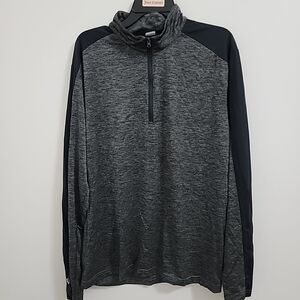 Sport Tek Black & Grey Quarter Zip Sweatshirt Size XL Long Sleeve Polyester